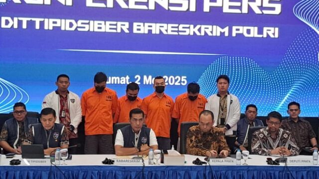 Konferensi pers Bareskrim Polri kasus judi online H55 Hiwin Care 