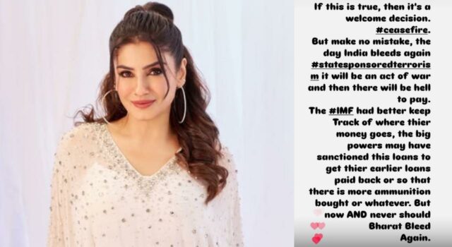 Raveena Tandon expresses relief as India announces ceasefire with Pakistan: 'If this is true...'