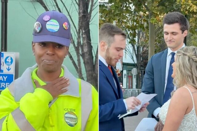 La guía del parque reacciona emocionalmente al matrimonio (exclusivo)

