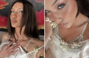 Bella Hadid Porte de la lencería en encaje del código nupcial sexy y sábanas completamente blancas Bella Hadid Porte de la lencería en encaje del código nupcial sexy y sábanas completamente blancas
