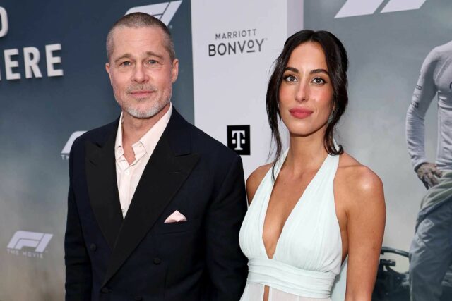 Brad Pitt e Ines de Ramon hacen una aparición rara en la alfombra roja juntos durante la primera 'F1'

