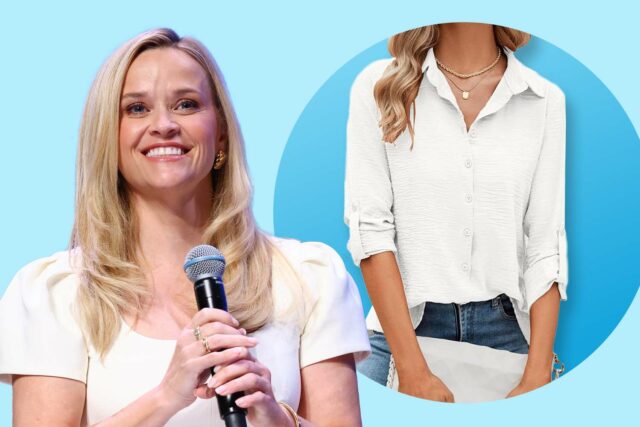 La camisa abotonada de Reese Witherspoon tiene looks de $ 15

