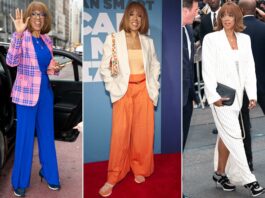 Gayle King continúa usando zapatillas de zapatillas altas

