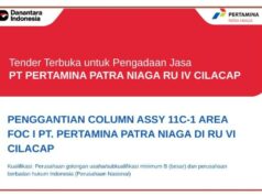 Pertamina Patra Niaga RU IV Cilacap abre licitación para la sustitución del conjunto de columnas 11C-1
| Pertamina Patra Niaga RU IV Cilacap abre licitación para la sustitución del conjunto de columnas 11C-1
|