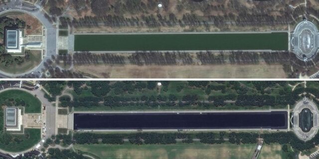 Fotos satelitales de antes y después muestran cambios en el Fotos satelitales de antes y después muestran cambios en el grupo reflectante de Trump
| Politics,donald-trump,lincoln-memorial,washington-dc